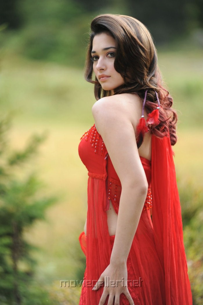 Actress Tamanna Hot Photos in Red Dress