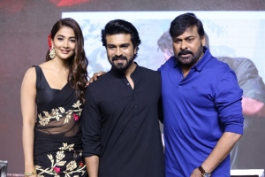 Pooja Hegde, Ram Charan, Chiranjeevi @ Acharya Movie Press Meet Photos