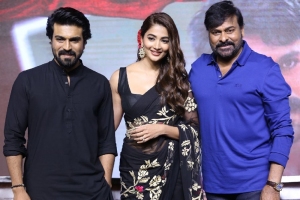 Ram Charan, Pooja Hegde, Chiranjeevi @ Acharya Movie Press Meet Photos