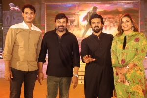 LV Vishnu Prasad, Chiranjeevi, Ram Charan, Sushmita Konidela @ Acharya Movie Pre Release Function Stills