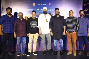 Pramod Uppalapati, Rajesh Nair, Bhushan Kumar, Prabhas, Om Raut, Dil Raju, Vikram Reddy @ Adipurush 3D Teaser Launch Stills