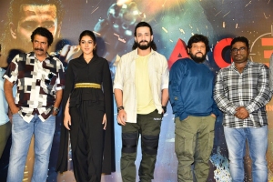 Anil Sunkara, Sakshi Vaidya, Akhil Akkineni, Surender Reddy, Kishore Garikipati @ Agent Movie Teaser Launch Stills