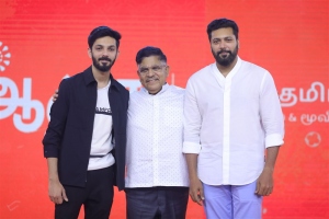 Anirudh, Allu Aravind, Jayam Ravi @ aha Tamil OTT Launch Photos