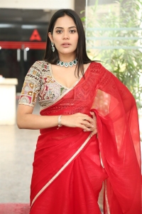 Farhana Movie Actress Aishwarya Dutta Red Saree Pictures