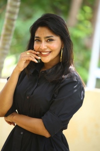 Actress Aishwarya Lekshmi Black Dress Images @ Godse Movie Interview