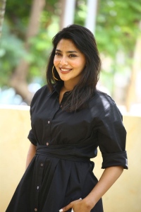 Actress Aishwarya Lekshmi Black Dress Images @ Godse Movie Interview