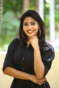 Actress Aishwarya Lekshmi Black Dress Images @ Godse Movie Interview