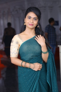 Actress Alekhya Harika Green Saree Photos