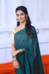 Actress Harika Alekhya Green Saree Photos