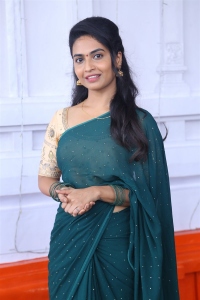 Actress Alekhya Harika Green Saree Photos