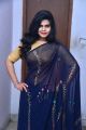 Actress Alekhya Kondapalli Navy Blue Saree Pics @ Samajaniki Hecharika Movie Opening