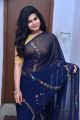 Actress Alekhya Angel Navy Blue Saree Pics @ Samajaniki Hecharika Movie Opening