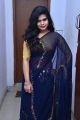 Actress Alekhya Kondapalli Navy Blue Saree Pics @ Samajaniki Hecharika Movie Opening