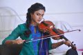 Amala Paul Cute Pictures in Blue Churidar with Violin