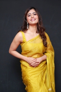 Actress Amritha Aiyer Silk Saree Pics @ Hanuman Teaser Launch