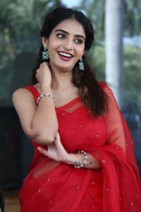 Sreekakulam Sherlock Holmes Heroine Ananya Nagalla Red Saree Photos