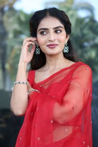 Sreekakulam Sherlock Holmes Actress Ananya Nagalla Red Saree Photos