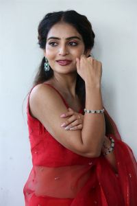 Sreekakulam Sherlock Holmes Actress Ananya Nagalla Red Saree Photos