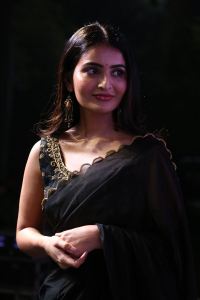 Actress Ananya Nagalla Black Saree Images @ Pottel First Look Launch