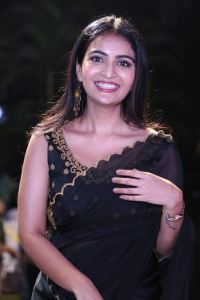 Actress Ananya Nagalla Black Saree Images @ Pottel First Look Launch