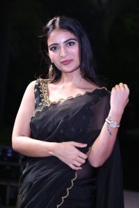 Actress Ananya Nagalla Black Saree Images @ Pottel First Look Launch