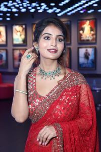 Actress Ananya Nagalla Saree Stills @ Pottel Trailer Launch