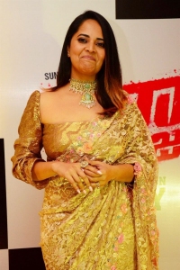 Actress Anasuya Bharadwaj in Tulle Floral Saree Pics