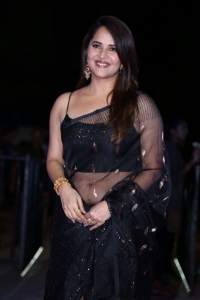 Actress Anasuya Black Saree Pics @ Peddha Kapu 1 Pre Release