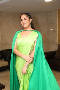 Actress Anasuya Green Saree Images @ Simbaa Pre Release