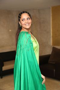 Actress Anasuya Green Saree Images @ Simbaa Pre Release