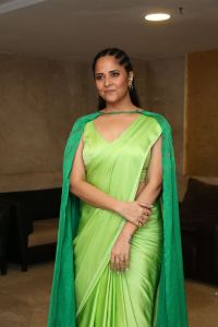 Simbaa Movie Heroine Anasuya Green Saree Images