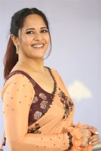 Actress Anasuya Saree Pics @ Simbaa Trailer Launch