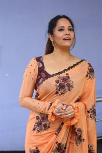 Actress Anasuya Saree Pics @ Simbaa Trailer Launch