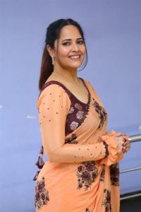 Actress Anasuya Saree Pics @ Simbaa Trailer Launch