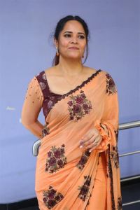 Actress Anasuya Saree Pics @ Simbaa Trailer Launch