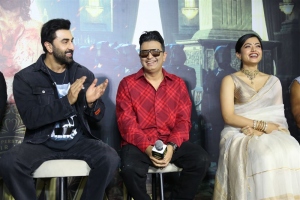 Ranbir Kapoor, Bhushan Kumar, Rashmika Mandanna @ Animal Movie Press Meet Hyderabad Photos