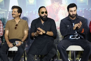 Anil Kapoor, Sandeep Reddy Vanga, Ranbir Kapoor @ Animal Movie Press Meet Hyderabad Photos