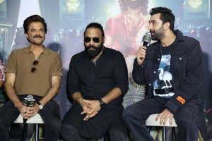 Anil Kapoor, Sandeep Reddy Vanga, Ranbir Kapoor @ Animal Movie Press Meet Hyderabad Photos