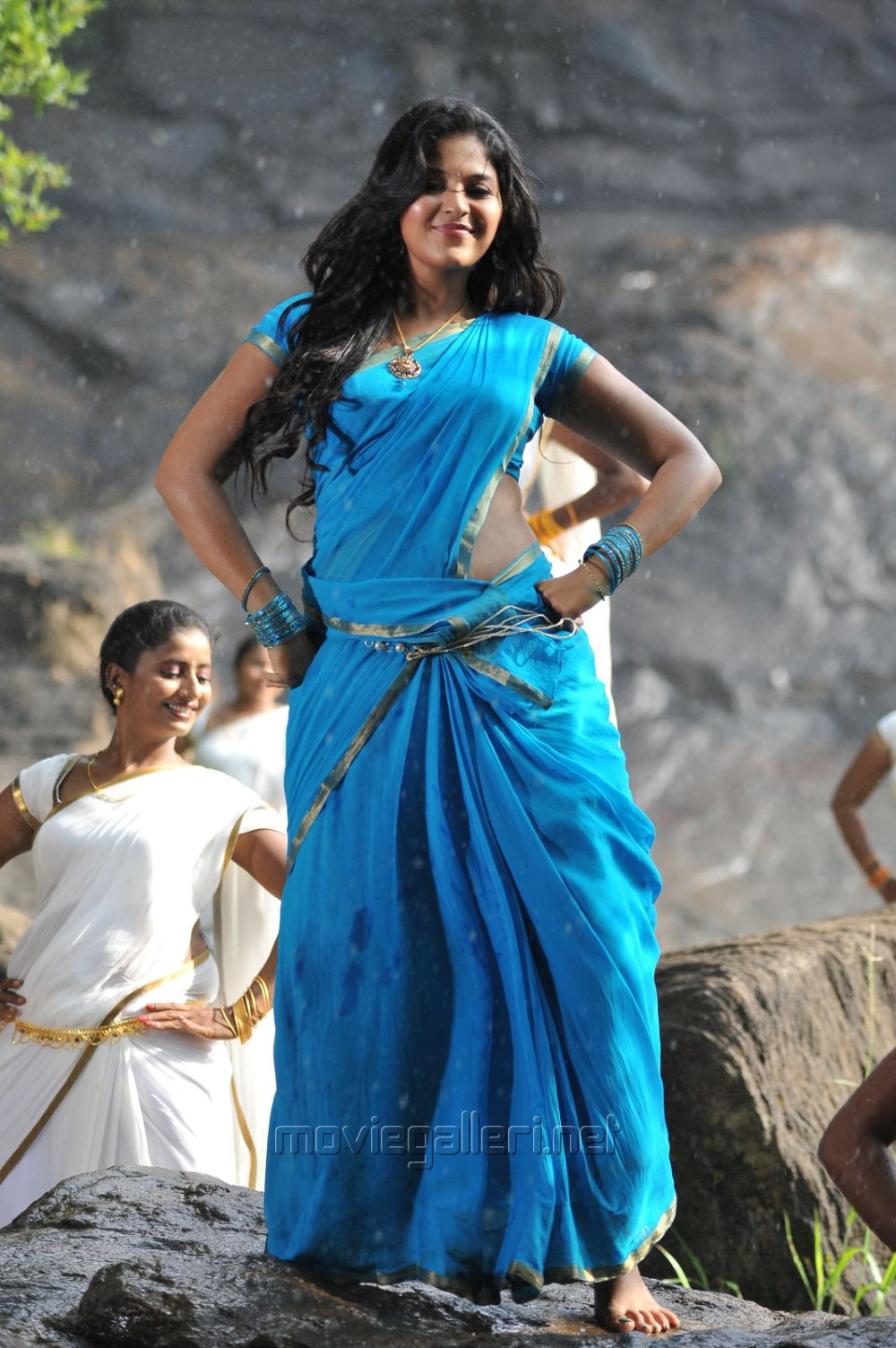 Actress Anjali Hot Blue Saree Photos in Masala Movie | Moviegalleri.net