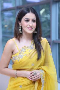 Anshu Ambani Yellow Saree Pics @ Mazaaka Teaser Launch