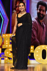 Anupama Parameswaran Black Saree Pics @ Tillu Square Success Celebrations