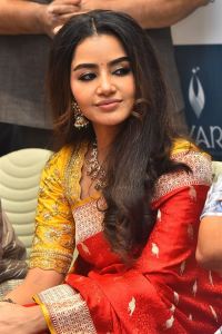 Anupama Parameswaran Saree Stills @ Viyara Fine Silver Jewellery Launch