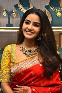 Anupama Parameswaran Saree Stills @ Viyara Fine Silver Jewellery Launch