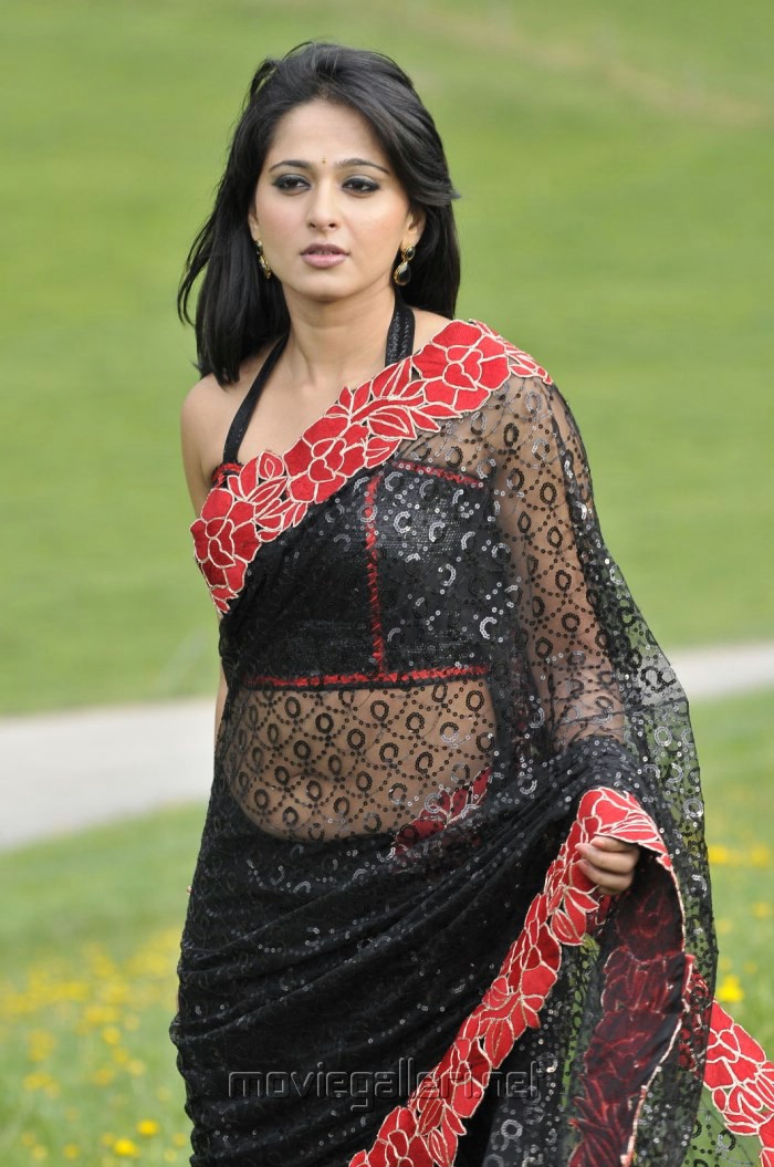 Anushka Shetty Hot Black Saree Pics In Damarukam Movie New Movie Posters