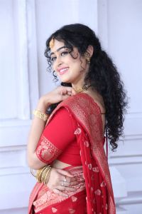 Telugu Actress Apsara Rani Red Saree Cute Stills