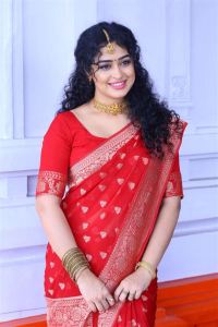 Telugu Actress Apsara Rani Red Saree Cute Stills