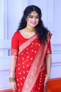 Telugu Actress Apsara Rani Red Saree Cute Stills