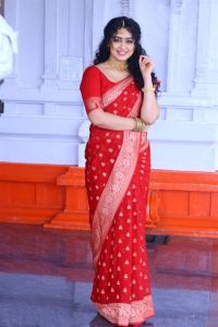 Telugu Actress Apsara Rani Red Saree Cute Stills