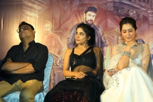 C Sathya, Sakshi Agarwal, Raashi Khanna @ Aranmanai 3 Press Meet Stills