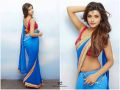 Actress Ashna Zaveri Blue Saree Hot Photo Shoot Images
